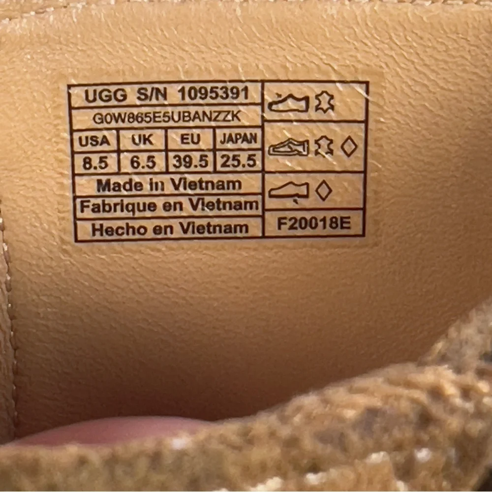 UGG Valencia Peep Toe Ankle Bootie in Light Brown Suede Size 8.5 US/EU 39 GUC‎